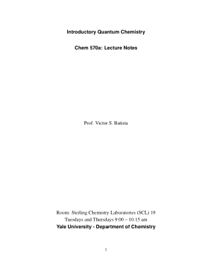 量子化学入门 Chem 570a：讲义